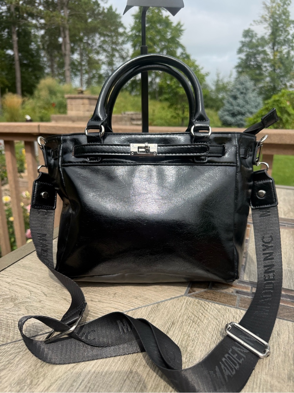 NWOT Madden NYC Top Handle Black Satchel Handbag - Picture 3 of 11